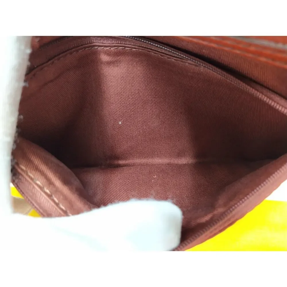 Fossil Ella Brown Leather Credit Card ID Window Zipper Bifold Wallet